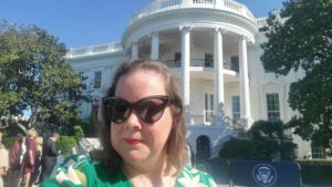 LiveBy Employee, Melody Vaccaro in front of White House