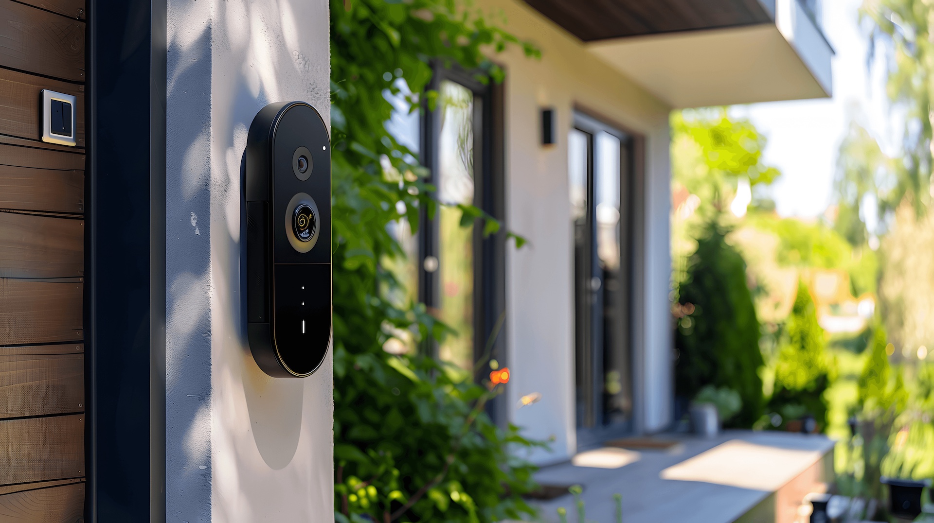 Image of a Ring doorbell at the front door of a home for sale. Demonstrates the smart home security risk real estate agents should explain to home sellers.
